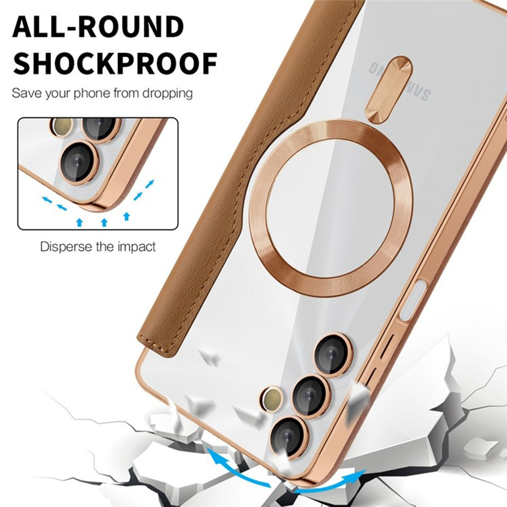 Coque MagSafe pour Samsung Galaxy A05s A057, Techsuit, SmartMag Book, Marron