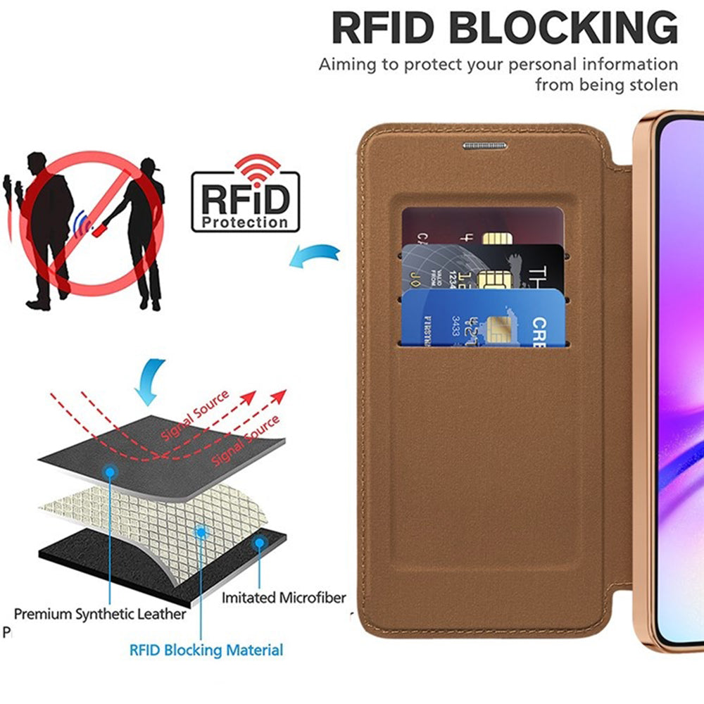 Coque MagSafe pour Samsung Galaxy A05s A057, Techsuit, SmartMag Book, Marron