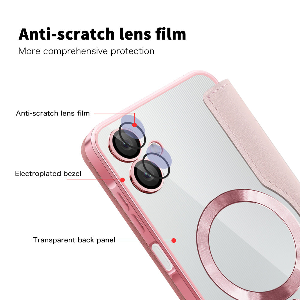 Coque MagSafe pour Samsung Galaxy A06 A065, Techsuit, SmartMag Book, Rose