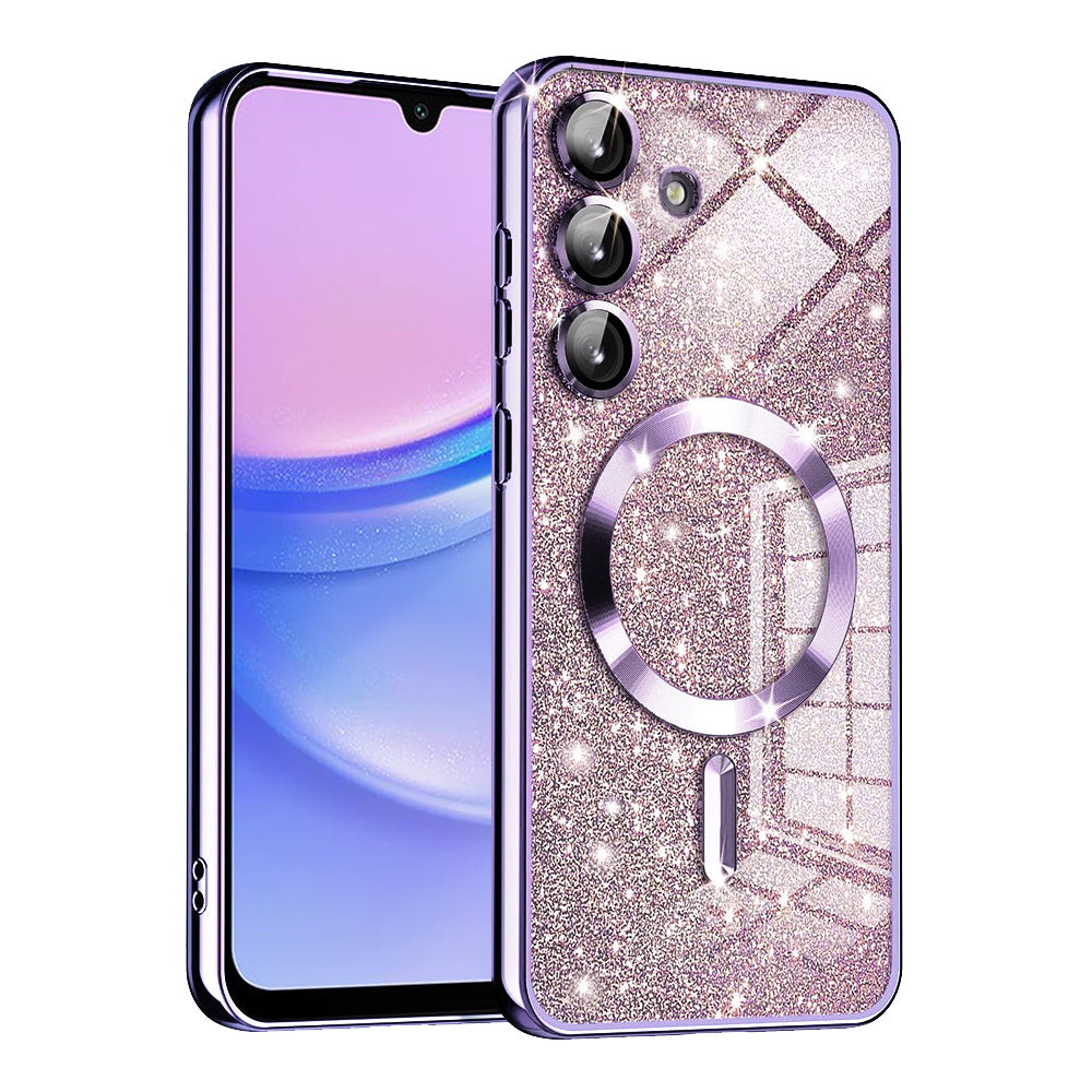 Coque MagSafe pour Samsung Galaxy A15 5G A156 / A15 A155, Techsuit, Luxury Glitter, Violet Clair