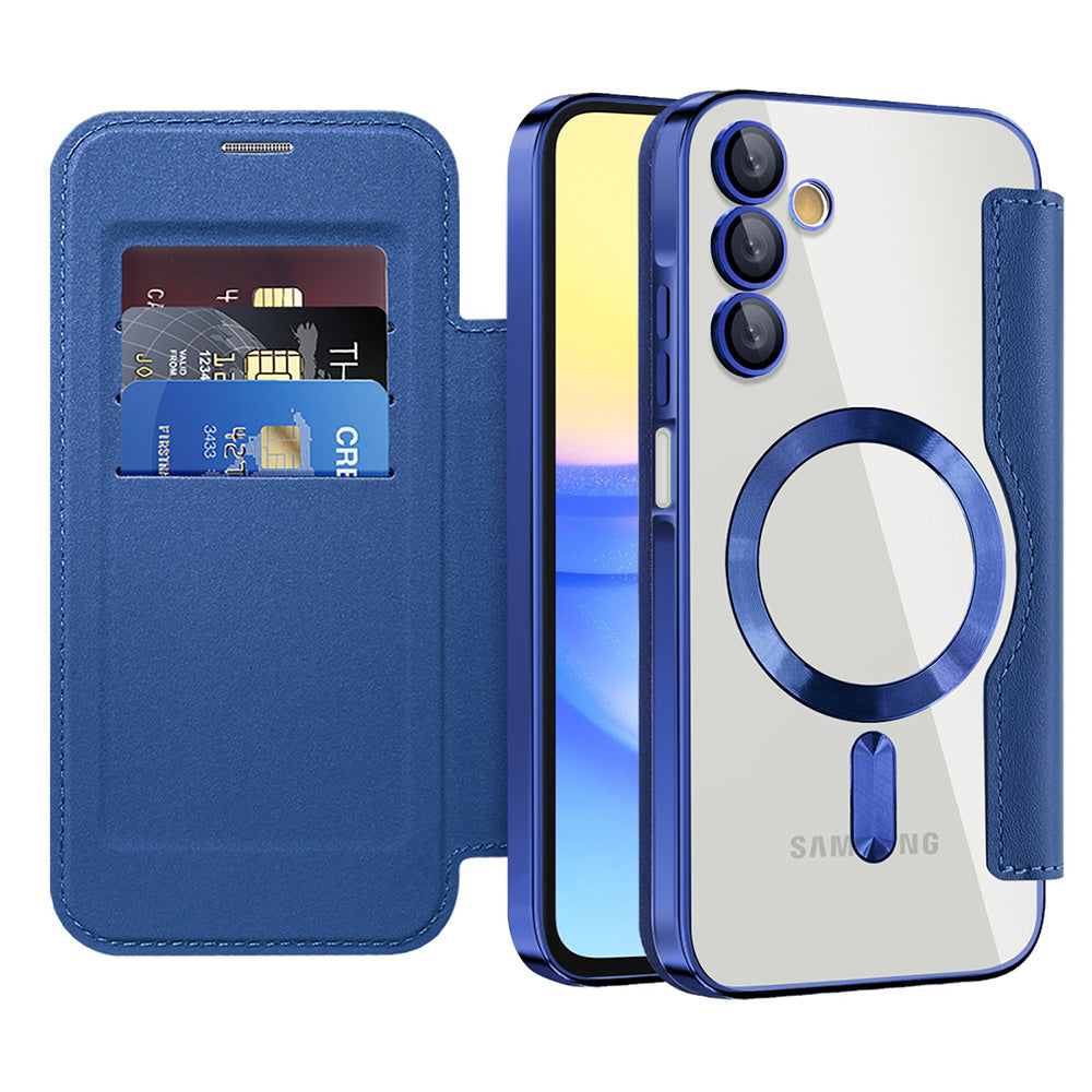 Coque MagSafe pour Samsung Galaxy A15 5G A156 / A15 A155, Techsuit, SmartMag Book, Bleue