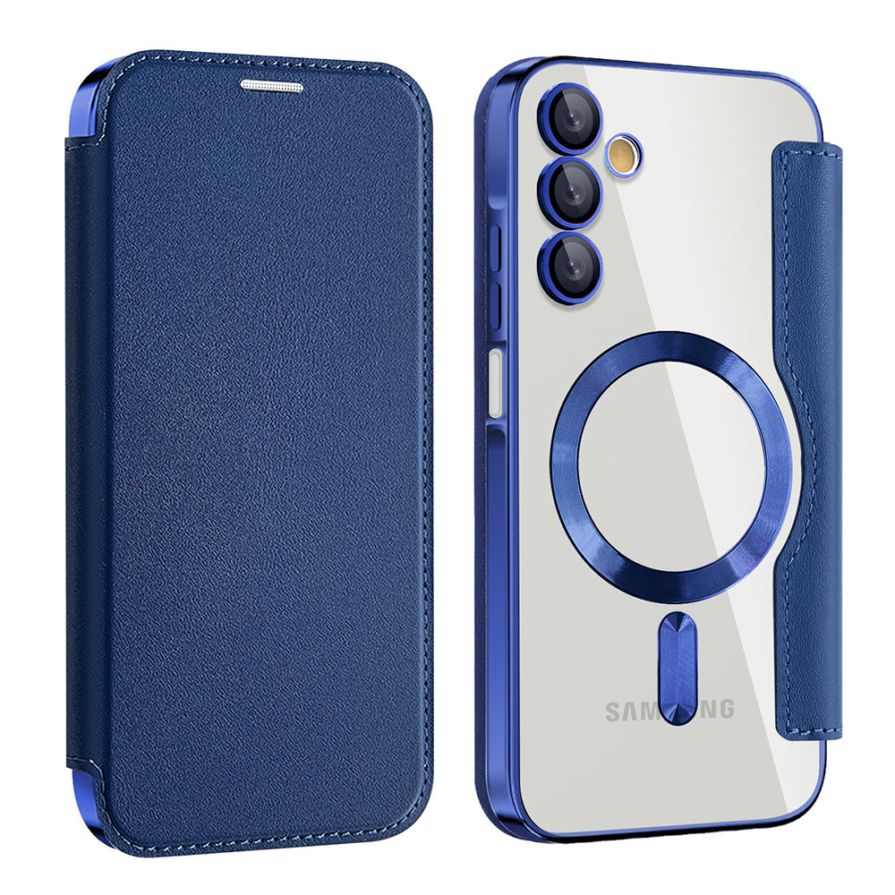 Coque MagSafe pour Samsung Galaxy A15 5G A156 / A15 A155, Techsuit, SmartMag Book, Bleue