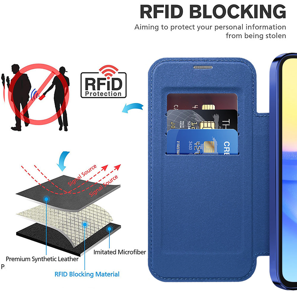 Coque MagSafe pour Samsung Galaxy A15 5G A156 / A15 A155, Techsuit, SmartMag Book, Bleue