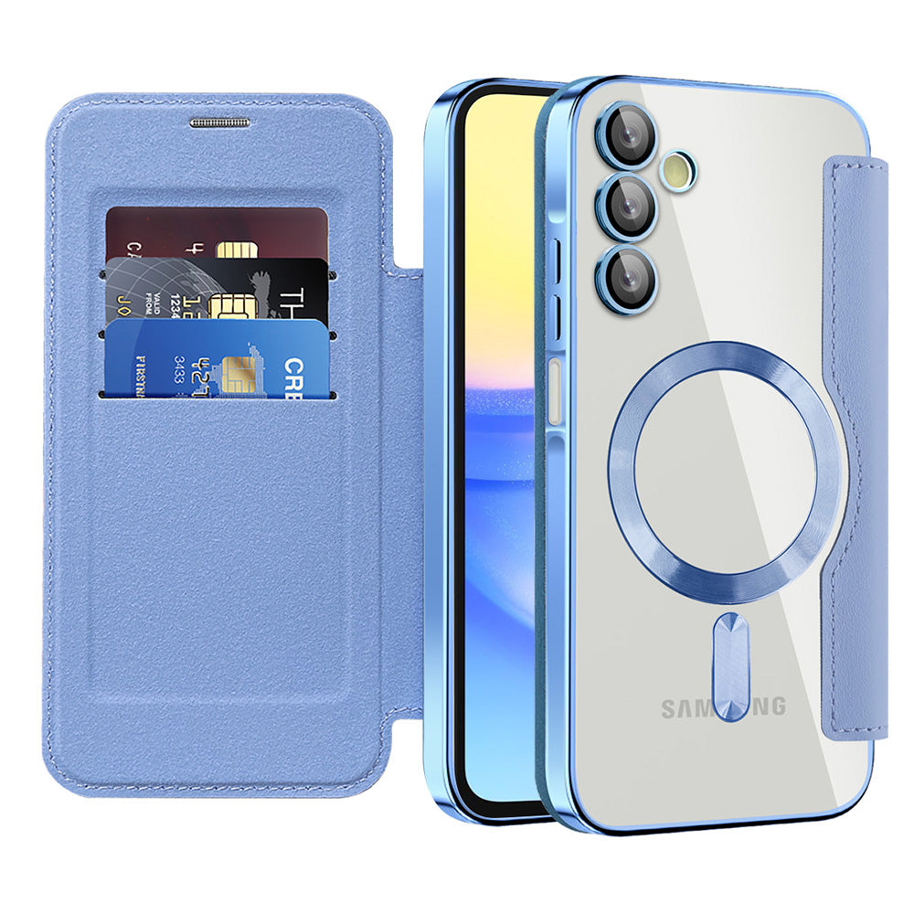 Coque MagSafe pour Samsung Galaxy A15 5G A156 / A15 A155, Techsuit, SmartMag Book, Bleu