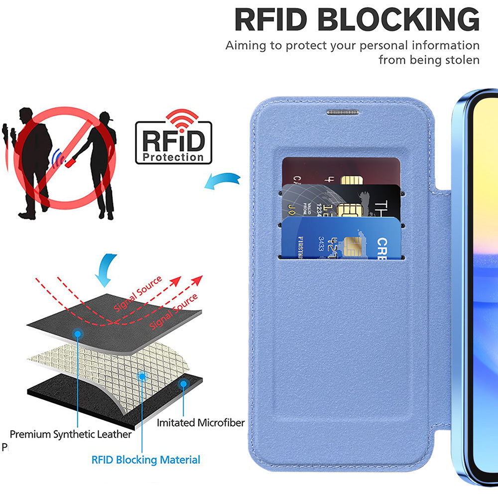 Coque MagSafe pour Samsung Galaxy A15 5G A156 / A15 A155, Techsuit, SmartMag Book, Bleu