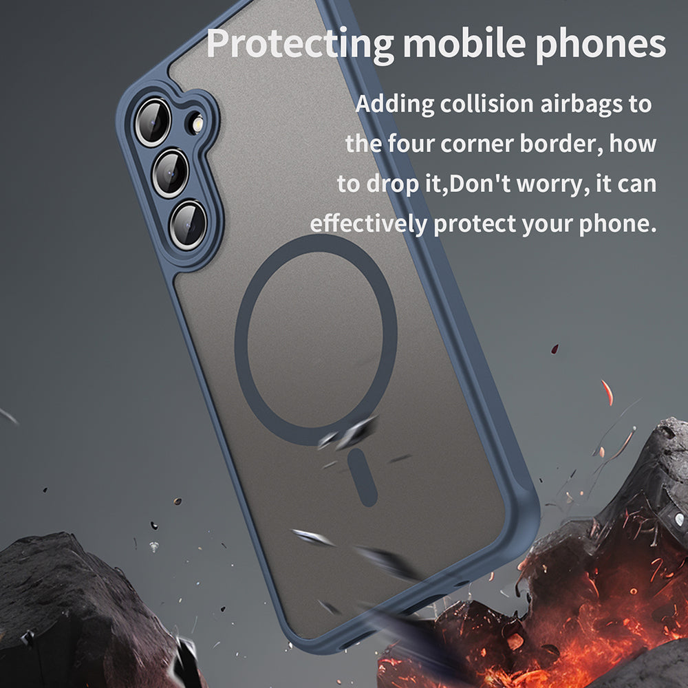 Coque MagSafe pour Samsung Galaxy A16 5G A166 / A16 4G A165, Techsuit, HaloFrost II, Bleu marine