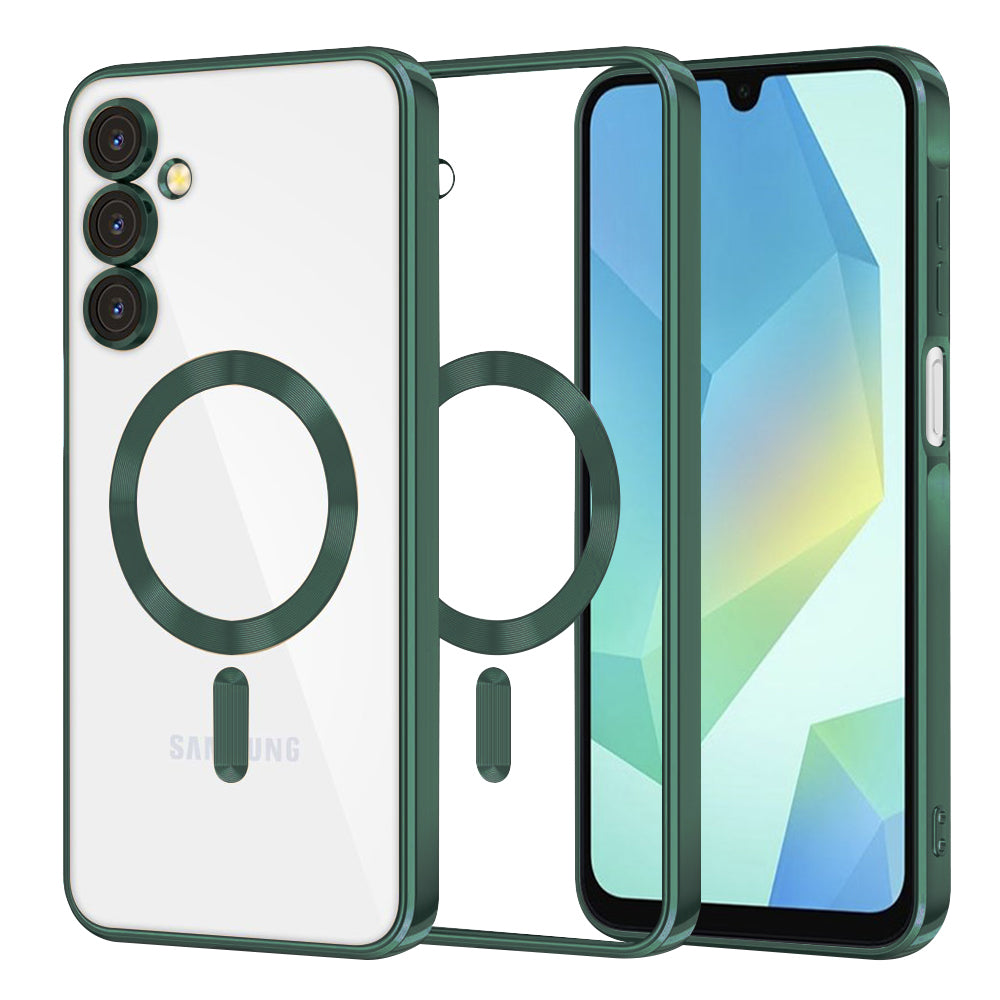 Coque MagSafe pour Samsung Galaxy A16 5G A166 / A16 4G A165, Techsuit, Luxury Crystal, Vert Foncé
