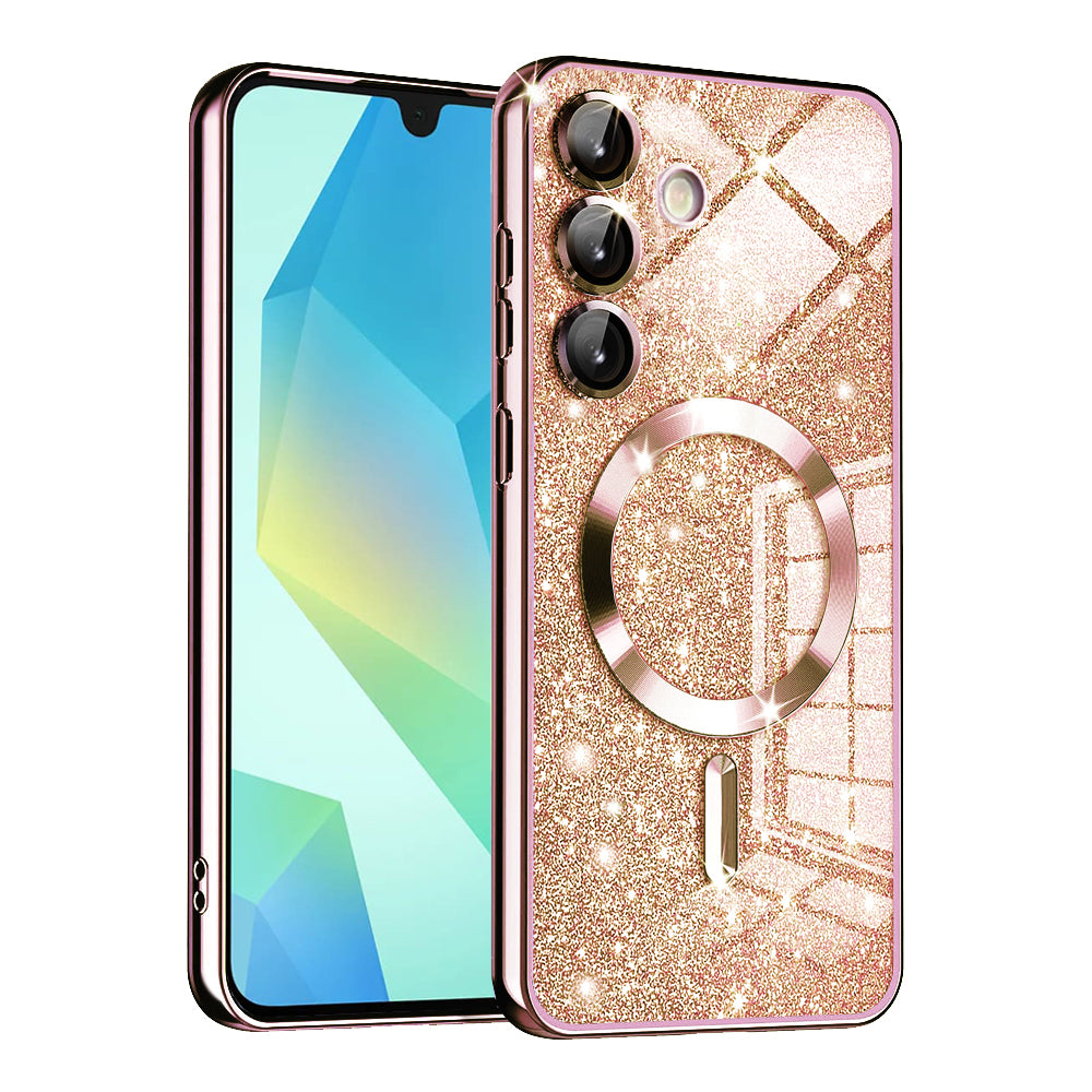 Coque MagSafe pour Samsung Galaxy A16 5G A166 / A16 4G A165, Techsuit, Luxury Glitter, Rose Doré