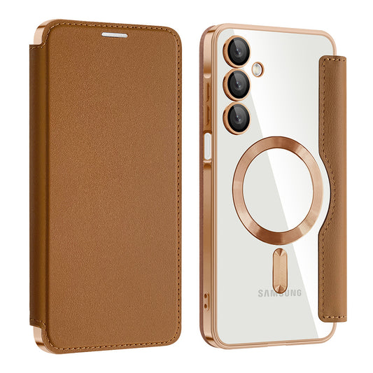 Coque MagSafe pour Samsung Galaxy A16 5G A166 / A16 4G A165, Techsuit, SmartMag Book, Marron