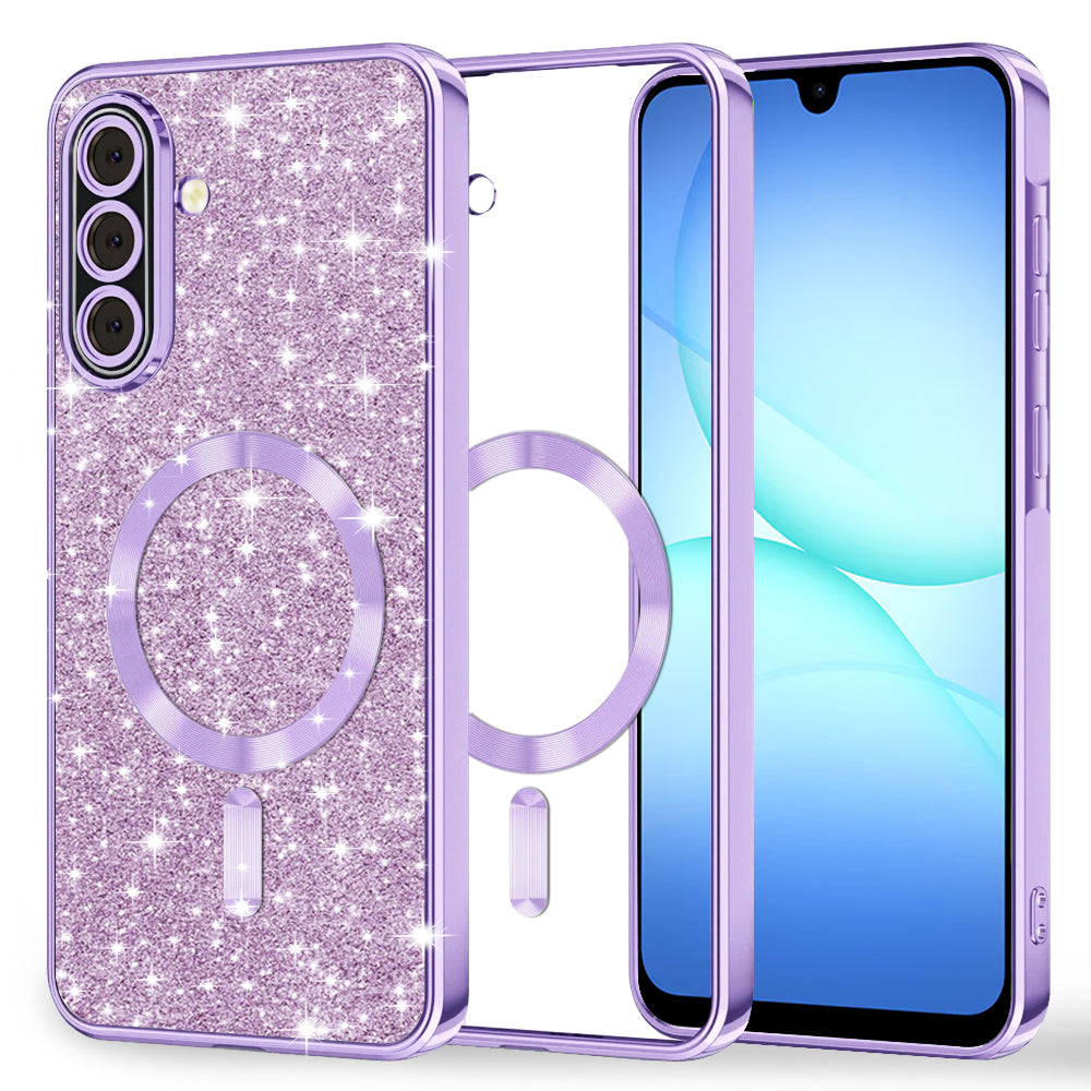 Coque MagSafe pour Samsung Galaxy A17 4G / A17 5G, Techsuit, Luxury Glitter, Violet Clair