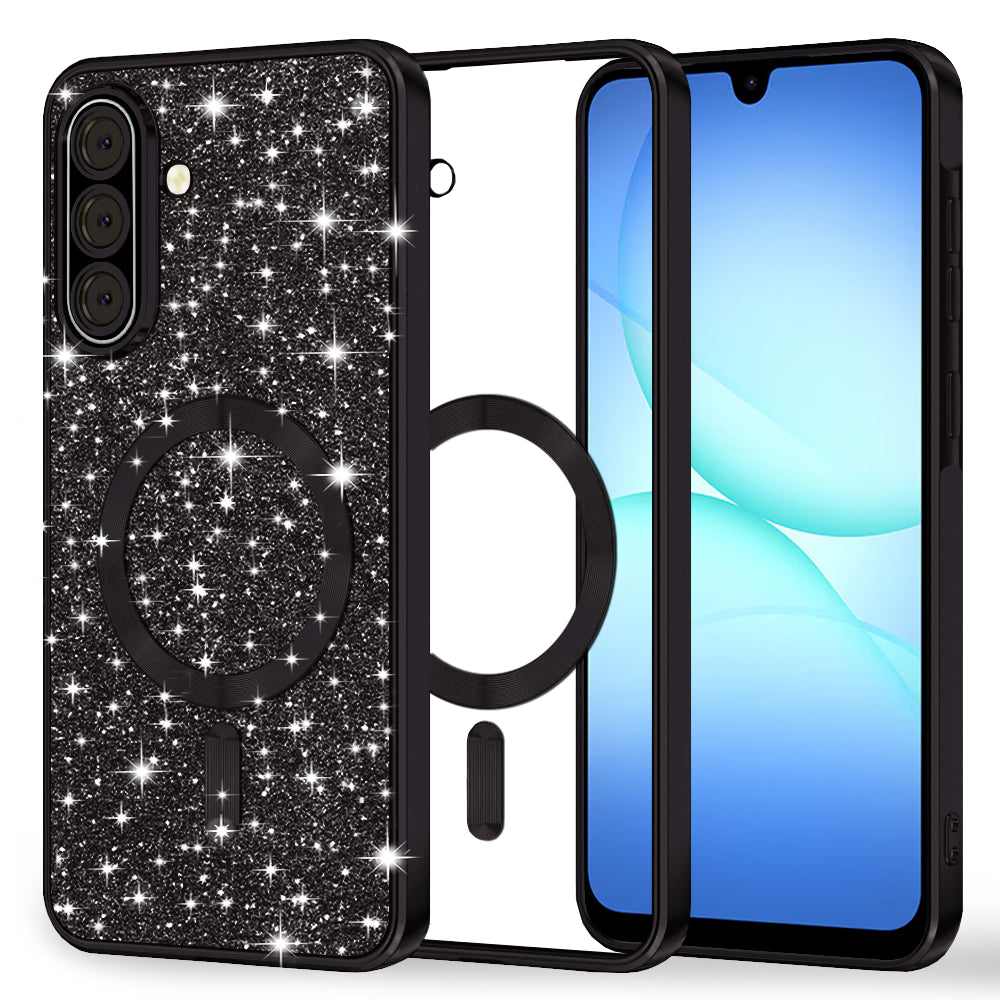 MagSafe Case for Samsung Galaxy A18 5G A186 / A18 4G A185 / F17 / M17 / A17 4G A175, Techsuit, Luxury Glitter, Black