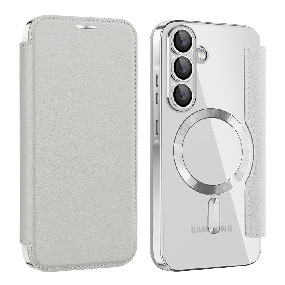 Coque MagSafe pour Samsung Galaxy A26 A266, Techsuit, SmartMag Book, Gris