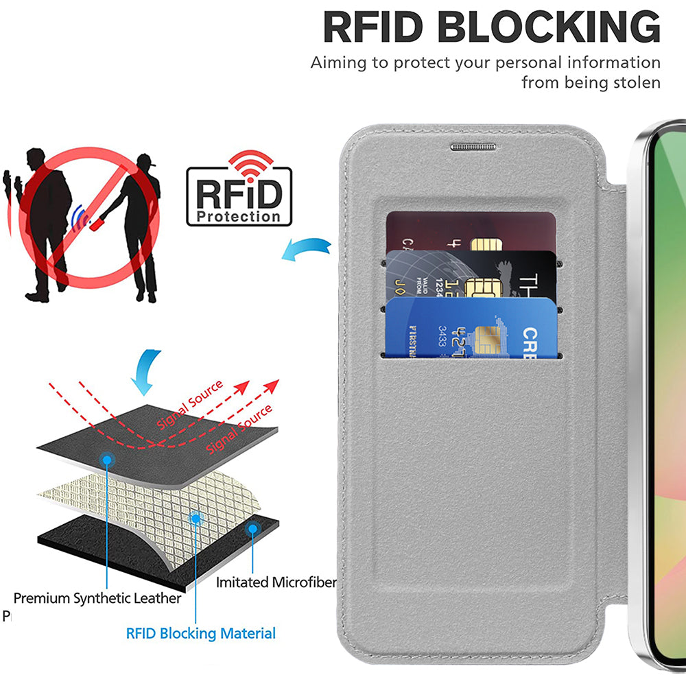 Coque MagSafe pour Samsung Galaxy A26 A266, Techsuit, SmartMag Book, Gris