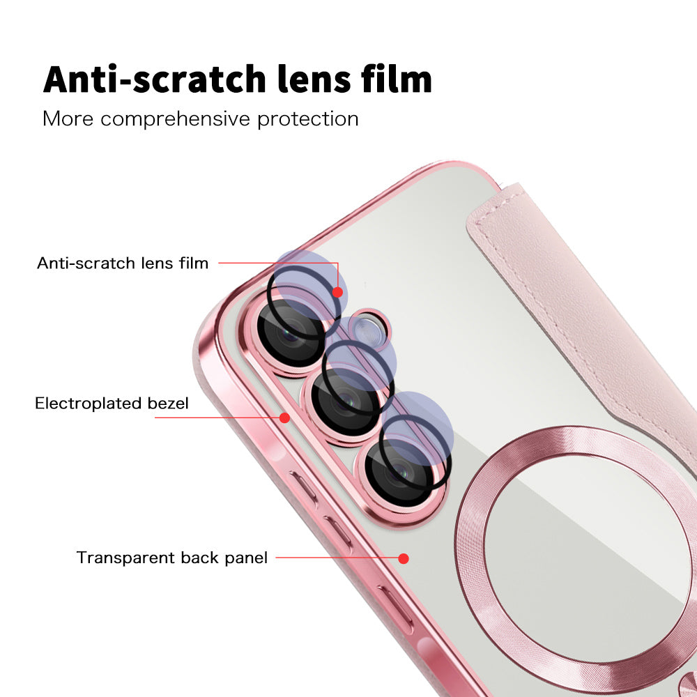 Coque MagSafe pour Samsung Galaxy A26 A266, Techsuit, SmartMag Book, Rose