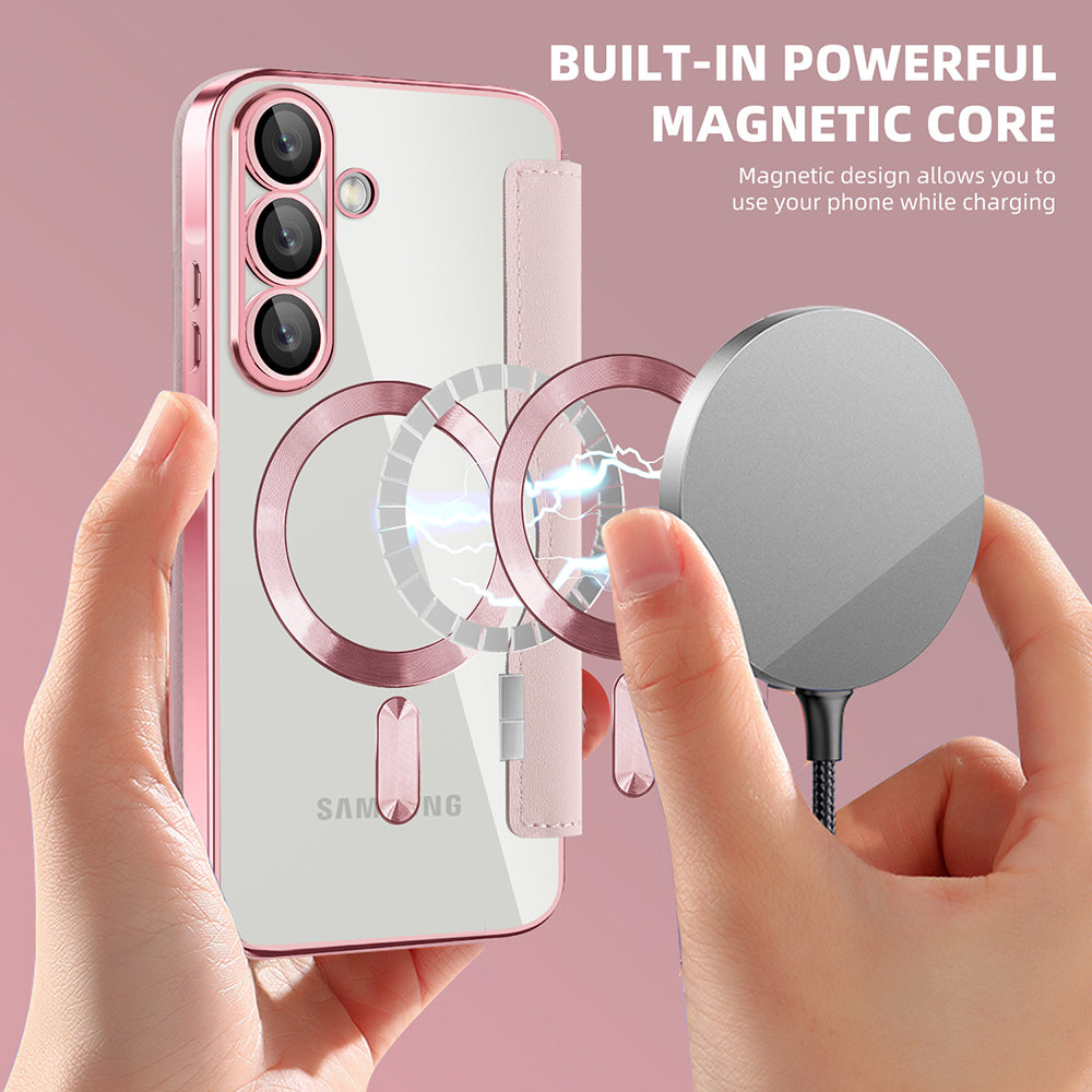 Coque MagSafe pour Samsung Galaxy A26 A266, Techsuit, SmartMag Book, Rose