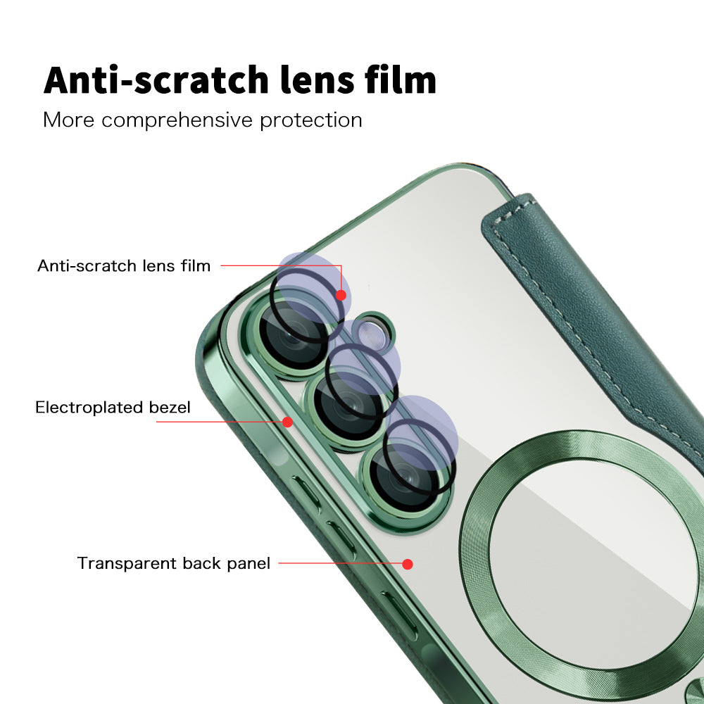 Coque MagSafe pour Samsung Galaxy A26 A266, Techsuit, SmartMag Book, Vert