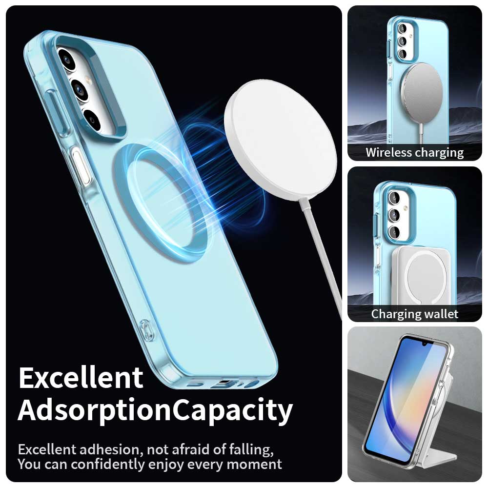 Coque MagSafe pour Samsung Galaxy A35 5G A356, Techsuit, CandyCase, Bleue