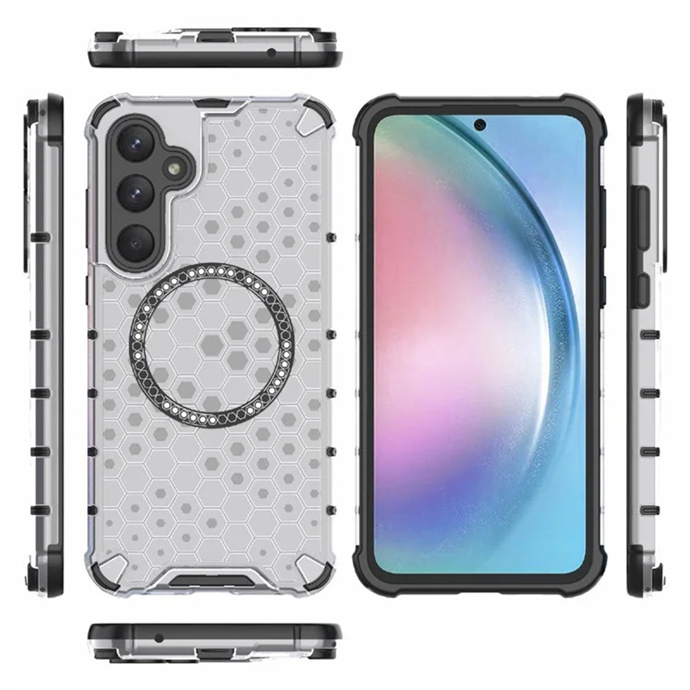 Coque MagSafe pour Samsung Galaxy A35 5G A356, Techsuit, HoneyComb Shield, Blanche