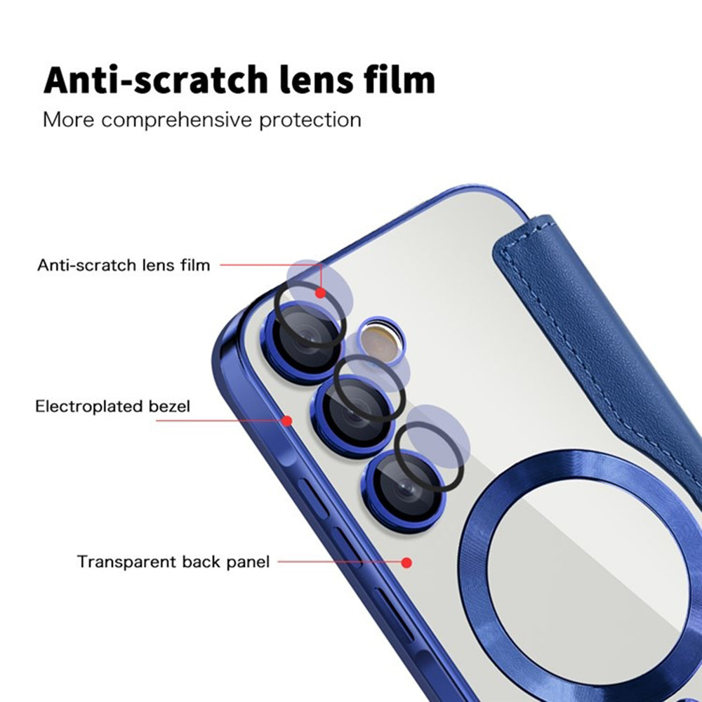 Coque MagSafe pour Samsung Galaxy A35 5G A356, Techsuit, SmartMag Book, Bleue