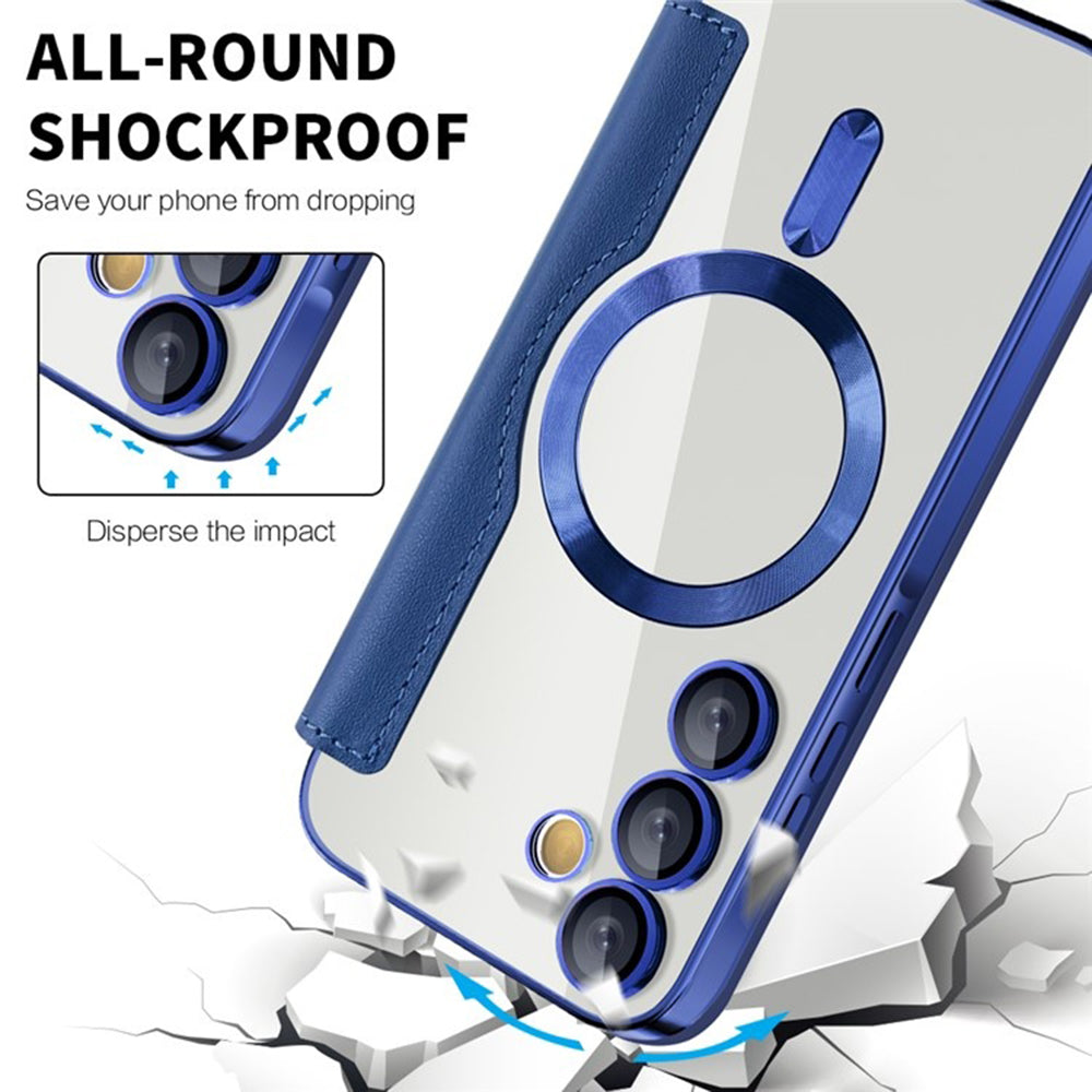 Coque MagSafe pour Samsung Galaxy A35 5G A356, Techsuit, SmartMag Book, Bleue