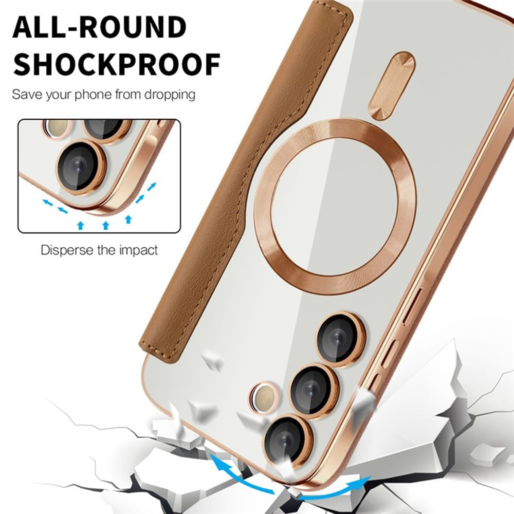 Coque MagSafe pour Samsung Galaxy A35 5G A356, Techsuit, SmartMag Book, Marron