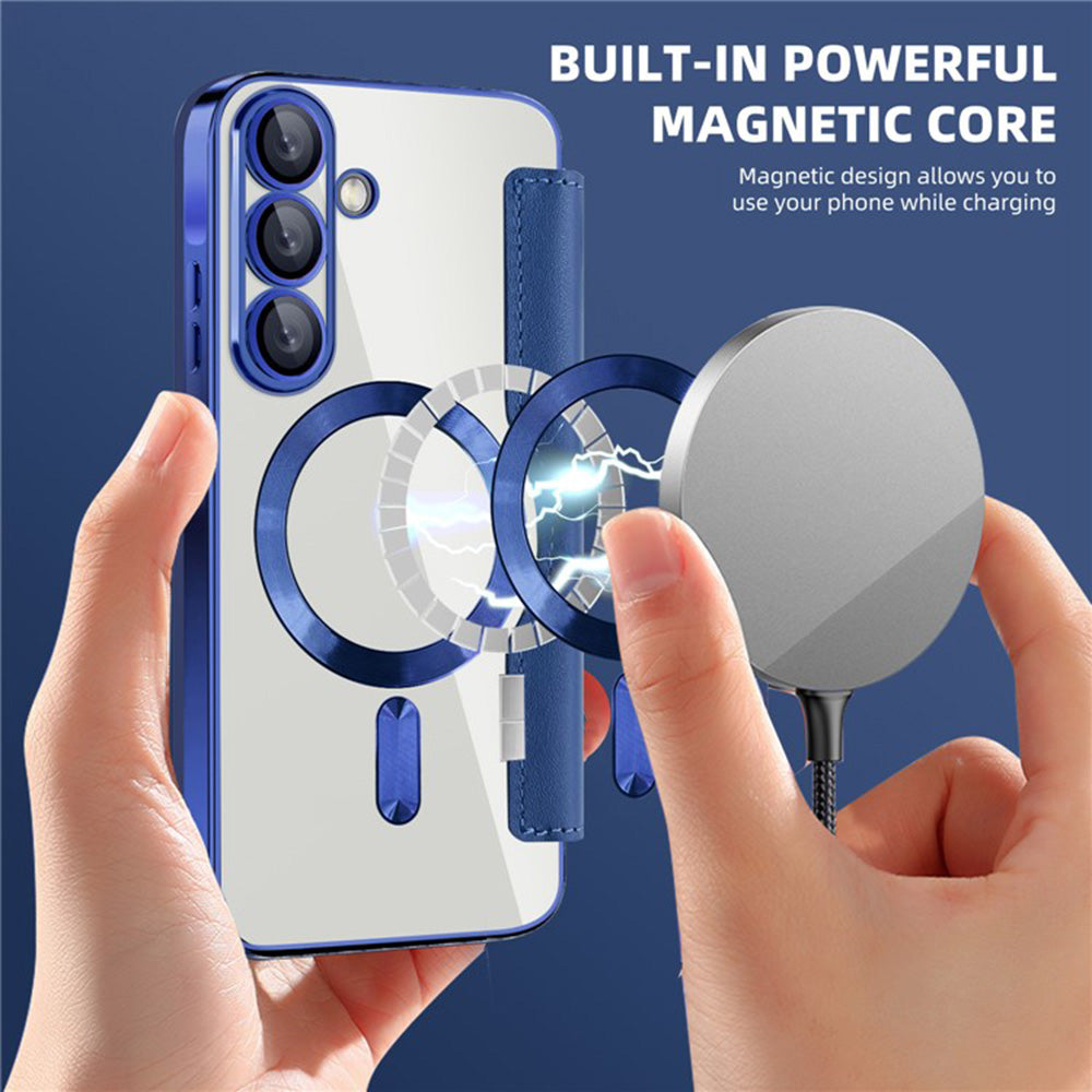 Coque MagSafe pour Samsung Galaxy A36 A366, Techsuit, SmartMag Book, Bleue