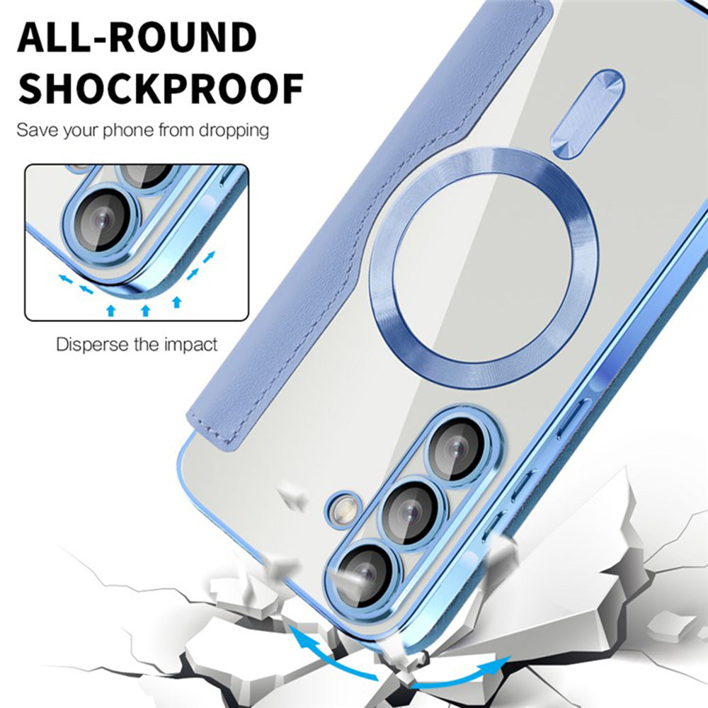 Coque MagSafe pour Samsung Galaxy A36 A366, Techsuit, SmartMag Book, Bleu
