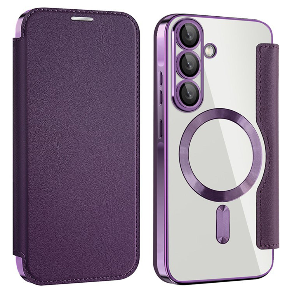 Coque MagSafe pour Samsung Galaxy A36 A366, Techsuit, SmartMag Book, Violet