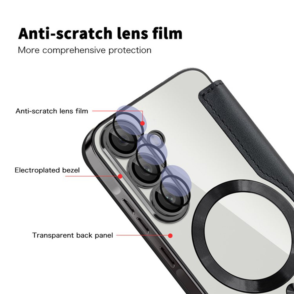 Coque MagSafe pour Samsung Galaxy A36 A366, Techsuit, SmartMag Book, Noire