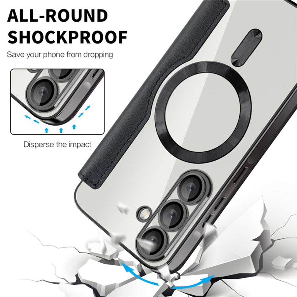Coque MagSafe pour Samsung Galaxy A36 A366, Techsuit, SmartMag Book, Noire
