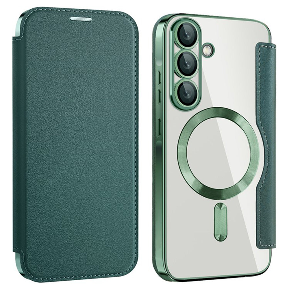 Coque MagSafe pour Samsung Galaxy A36 A366, Techsuit, SmartMag Book, Vert