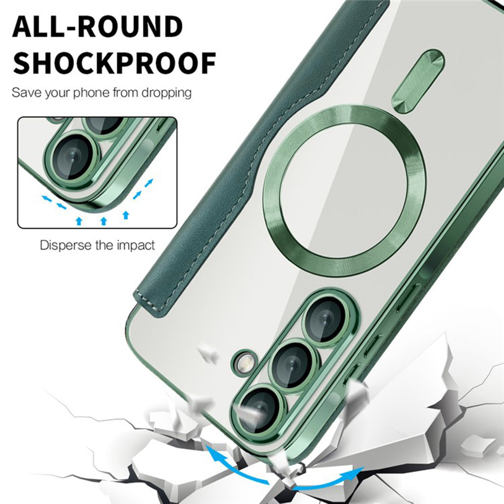 Coque MagSafe pour Samsung Galaxy A36 A366, Techsuit, SmartMag Book, Vert
