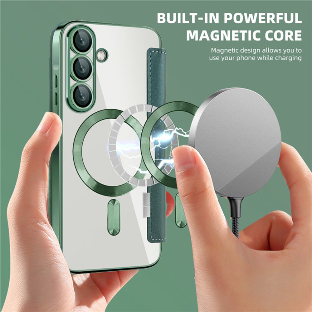 Coque MagSafe pour Samsung Galaxy A36 A366, Techsuit, SmartMag Book, Vert