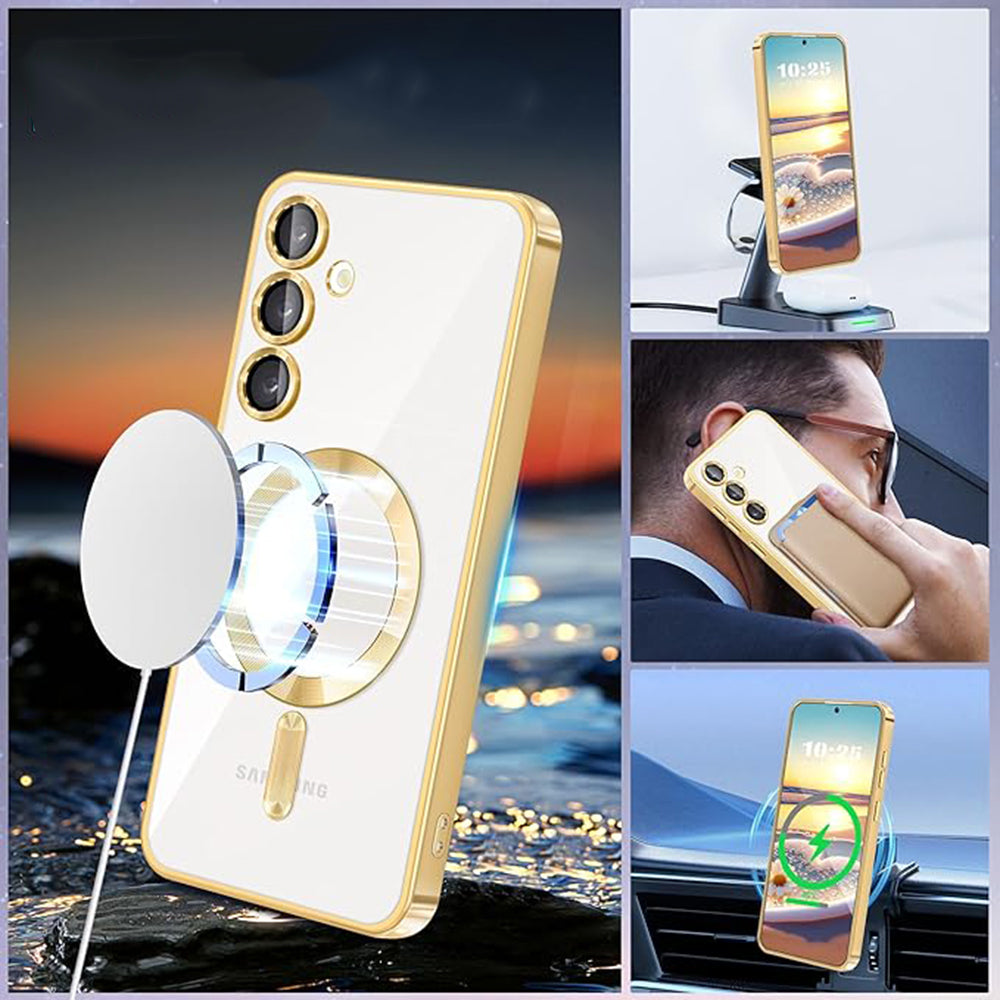Coque MagSafe pour Samsung Galaxy A55 5G A556, Techsuit, Luxury Crystal, Violet Clair