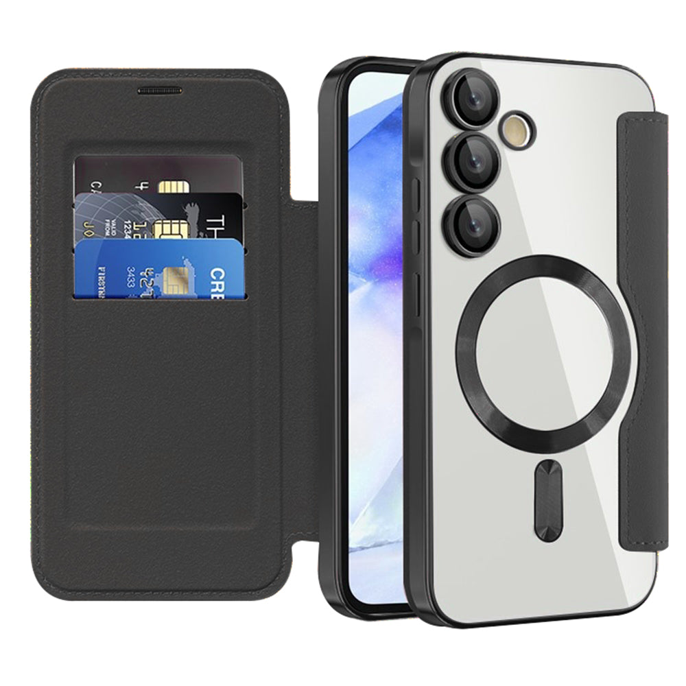 Coque MagSafe pour Samsung Galaxy A55 5G A556, Techsuit, SmartMag Book, Noire
