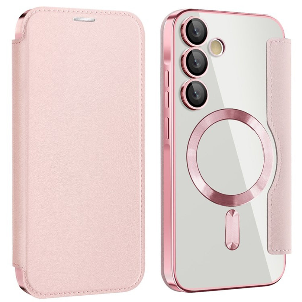 Coque MagSafe pour Samsung Galaxy A55 5G A556, Techsuit, SmartMag Book, Rose