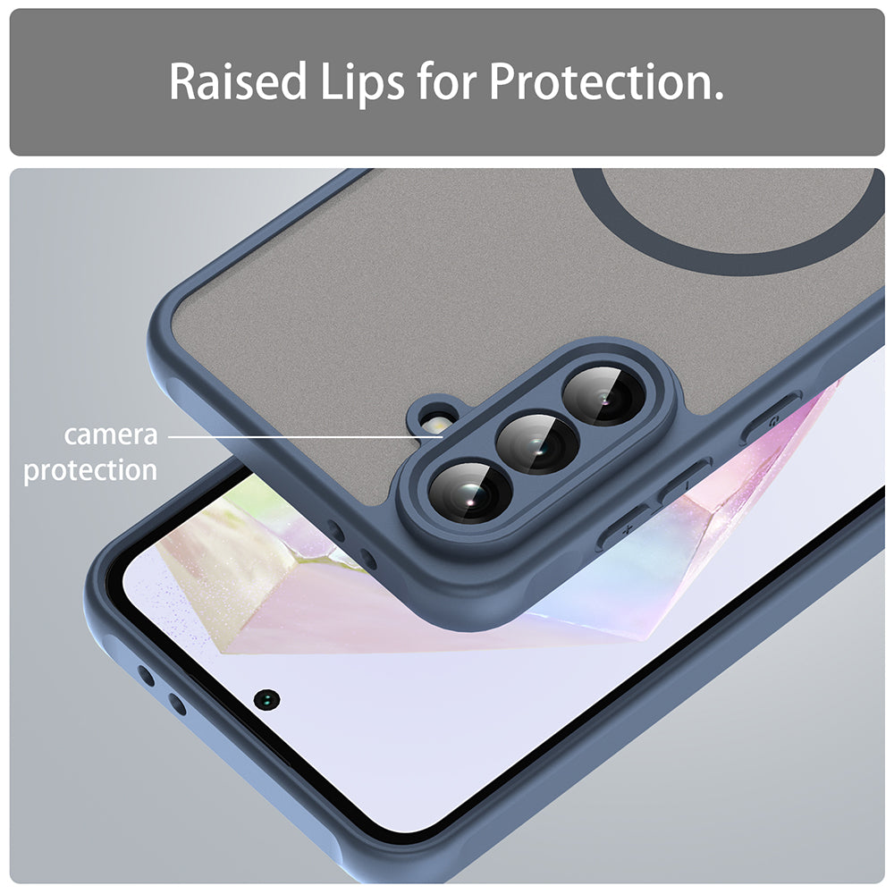 Coque MagSafe pour Samsung Galaxy A56 A566, Techsuit, HaloFrost II, Bleu marine