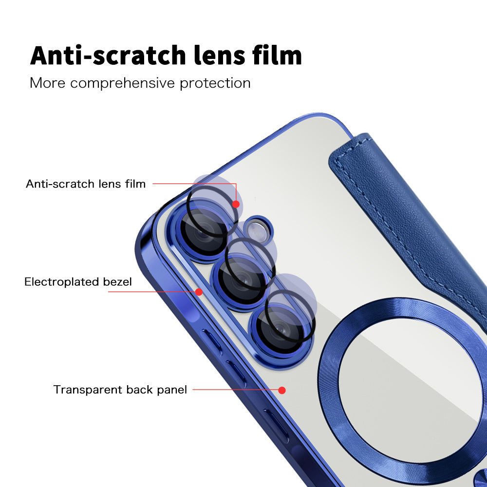 Coque MagSafe pour Samsung Galaxy A56 A566, Techsuit, SmartMag Book, Bleue