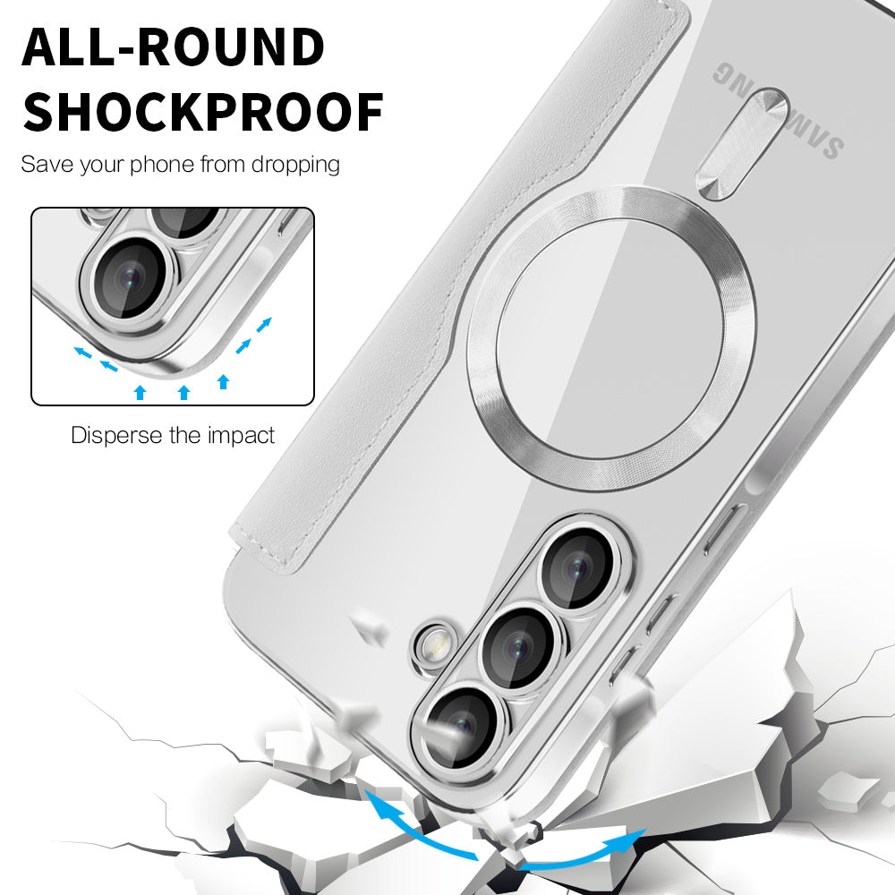 Coque MagSafe pour Samsung Galaxy A56 A566, Techsuit, SmartMag Book, Gris