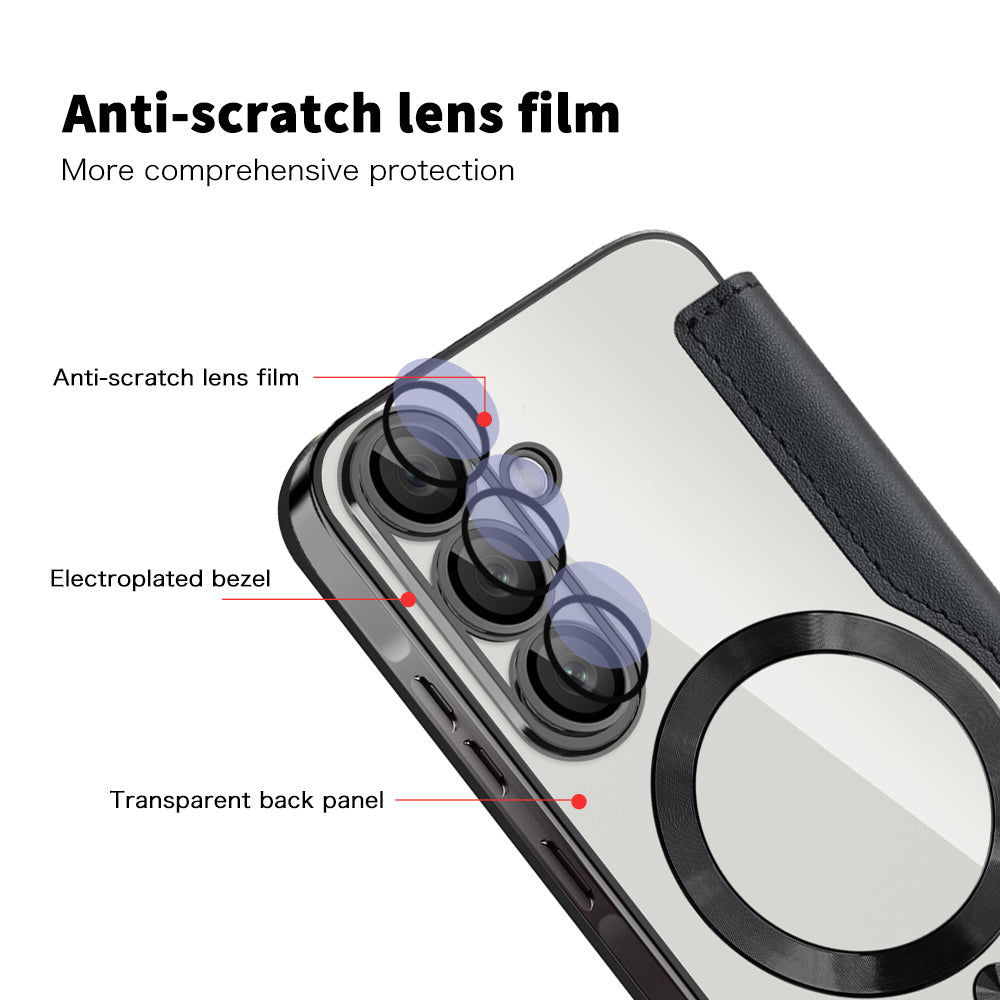 Coque MagSafe pour Samsung Galaxy A56 A566, Techsuit, SmartMag Book, Noire