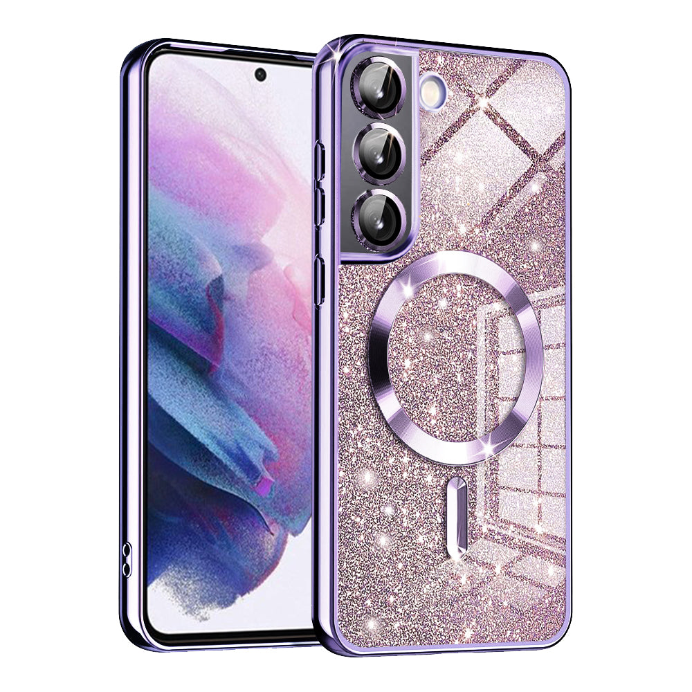 Coque MagSafe pour Samsung Galaxy S21 FE 5G G990, Techsuit, Luxury Glitter, Violet Clair