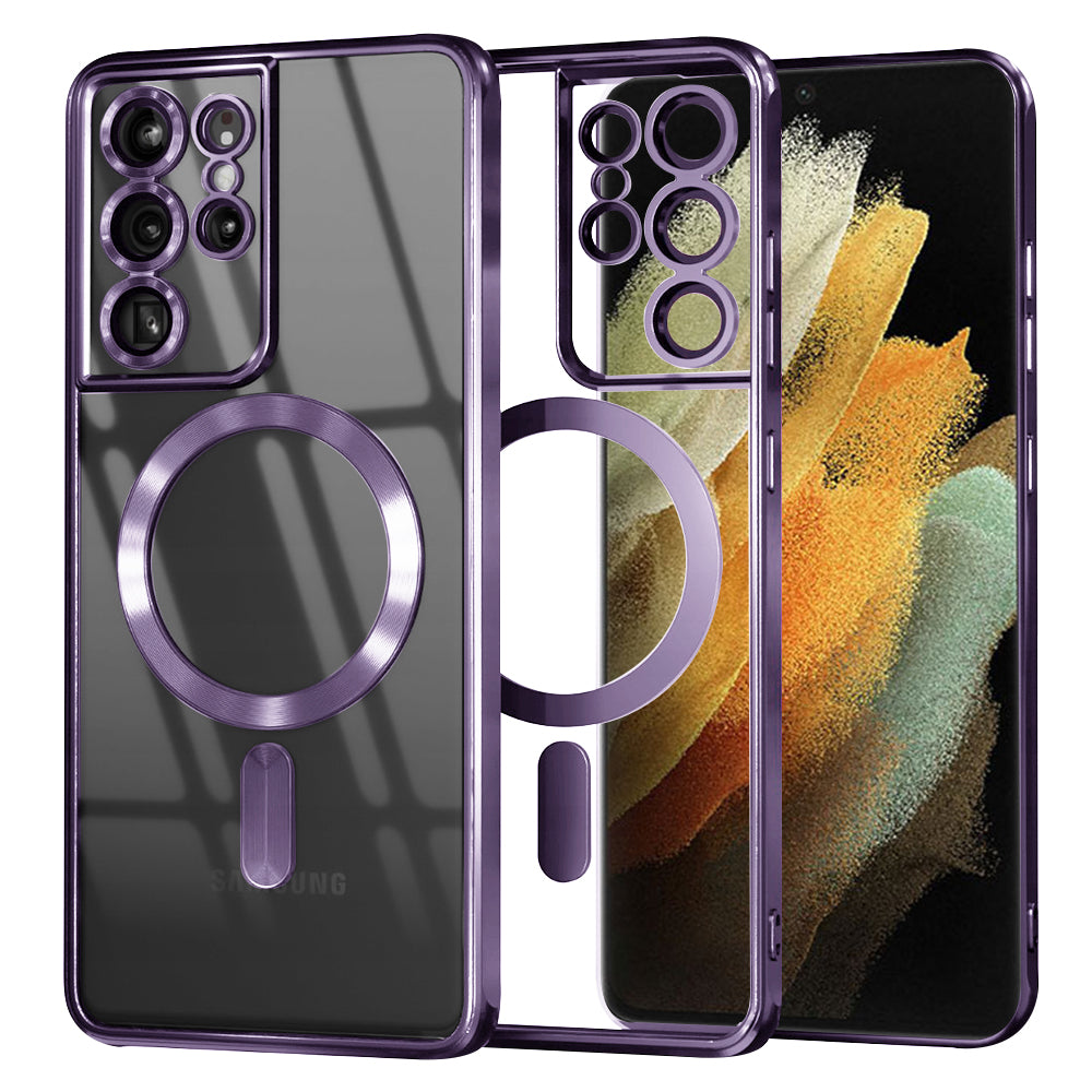 Coque MagSafe pour Samsung Galaxy S21 Ultra 5G G998, Techsuit, Luxury Crystal, Violet Clair