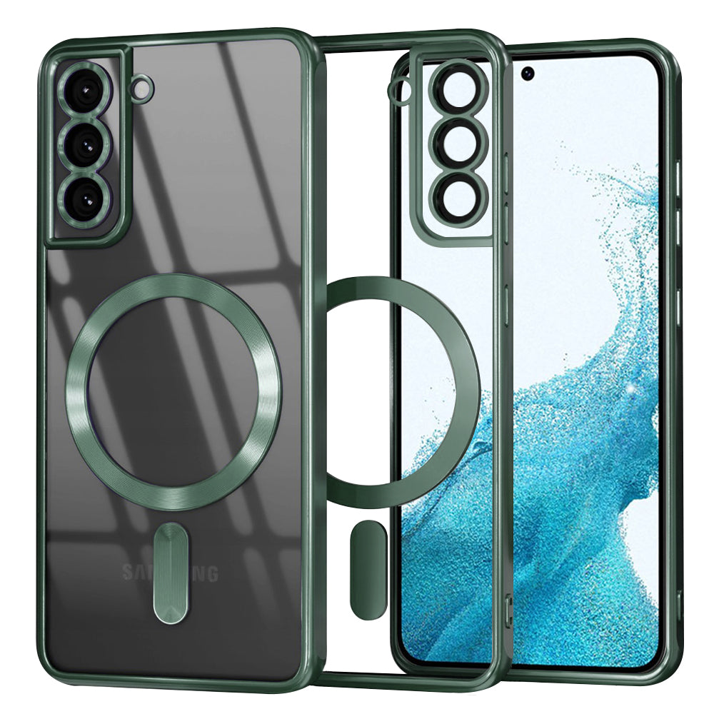 Coque MagSafe pour Samsung Galaxy S22 5G S901, Techsuit, Luxury Crystal, Vert Foncé