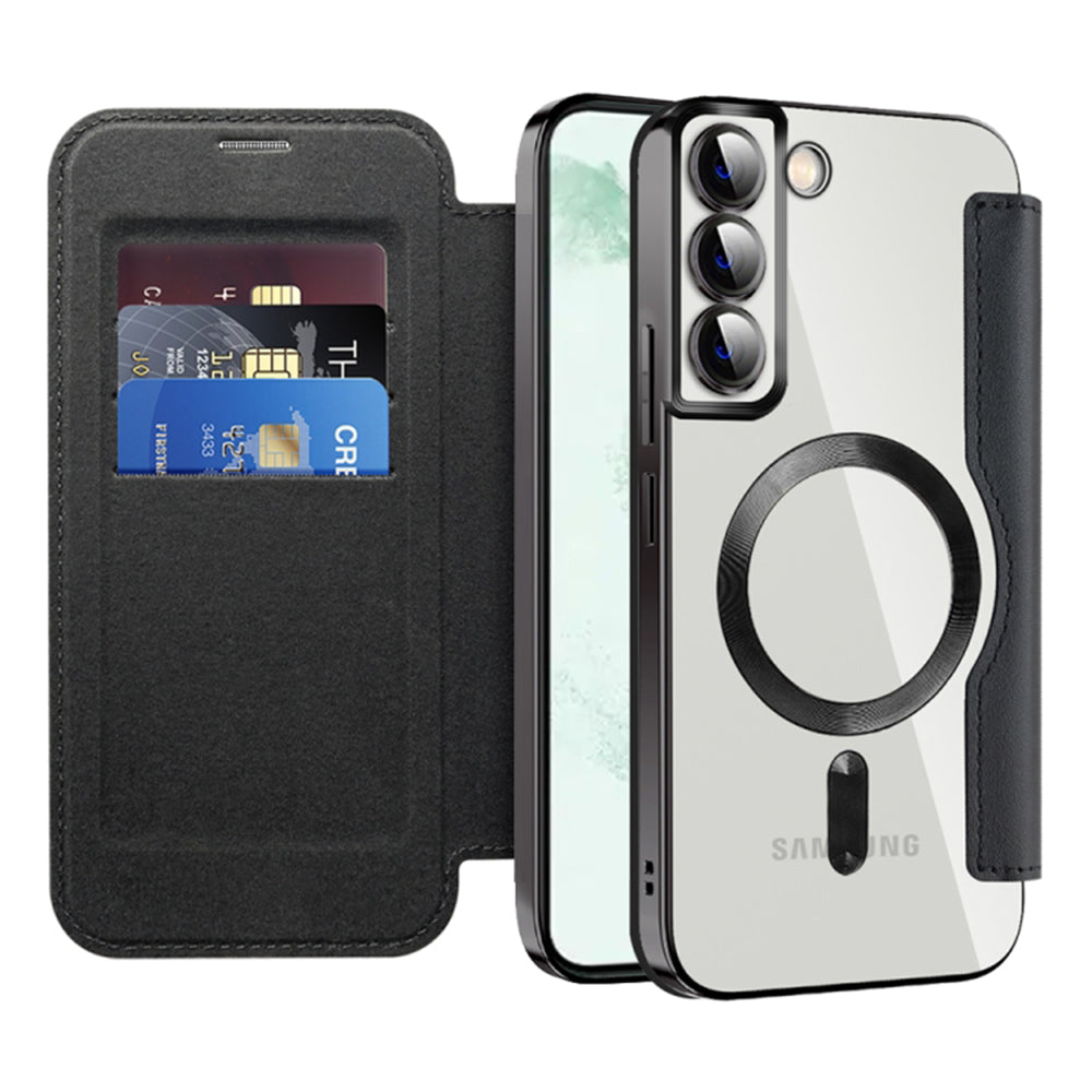 Coque MagSafe pour Samsung Galaxy S22+ 5G S906, Techsuit, SmartMag Book, Noire