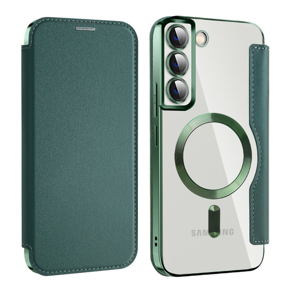 Coque MagSafe pour Samsung Galaxy S22+ 5G S906, Techsuit, SmartMag Book, Vert