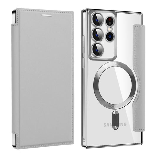 Coque MagSafe pour Samsung Galaxy S22 Ultra 5G S908, Techsuit, SmartMag Book, Gris