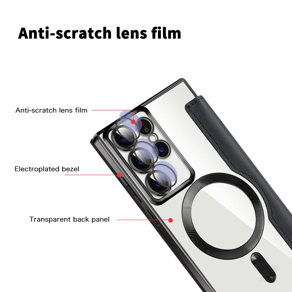 Coque MagSafe pour Samsung Galaxy S22 Ultra 5G S908, Techsuit, SmartMag Book, Noire