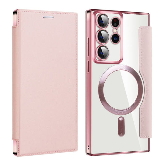 Coque MagSafe pour Samsung Galaxy S22 Ultra 5G S908, Techsuit, SmartMag Book, Rose