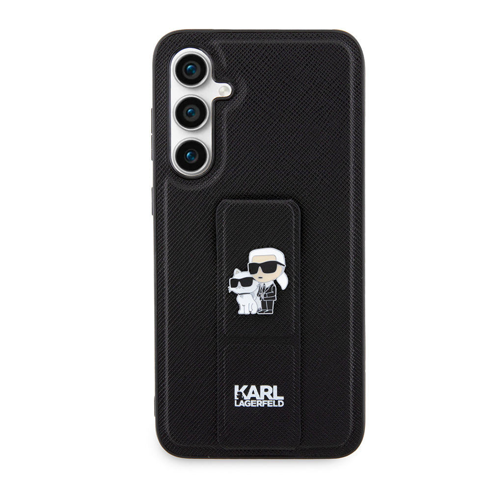 Étui MagSafe pour Samsung Galaxy S23 FE S711, Karl Lagerfeld, Saffiano Gripstand Karl & Choupette, Bleu