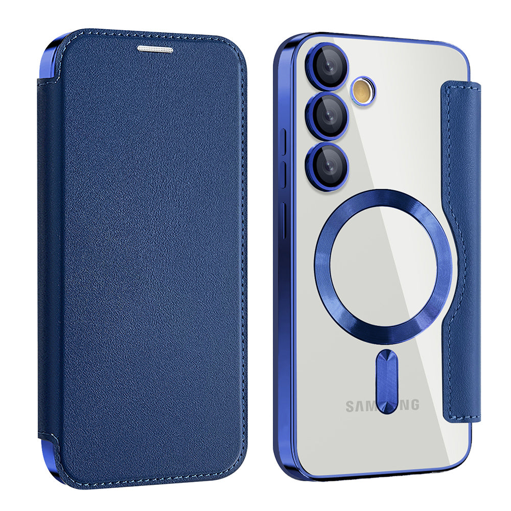 Coque MagSafe pour Samsung Galaxy S23 FE S711, Techsuit, SmartMag Book, Bleue